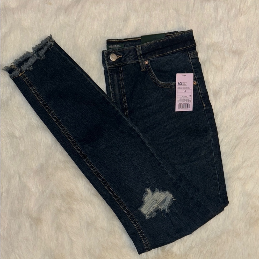 Target Dark Blue Skinny Jeans Distressed Design